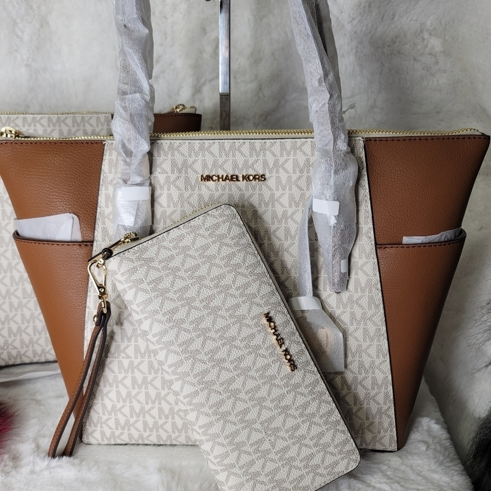 Michael Kors 2 Set Matching Designer Shoulder Bag Purse Tote Hanbag Wallet NWT - Picture 2 of 14